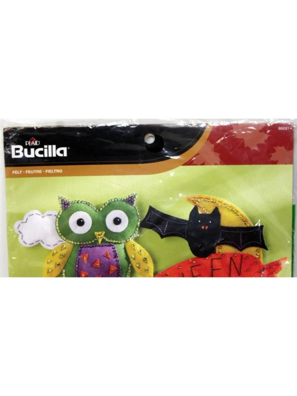 Bucilla Owl Wall Hanging Felt Beaded Kit Halloween Bat Crescent Moon